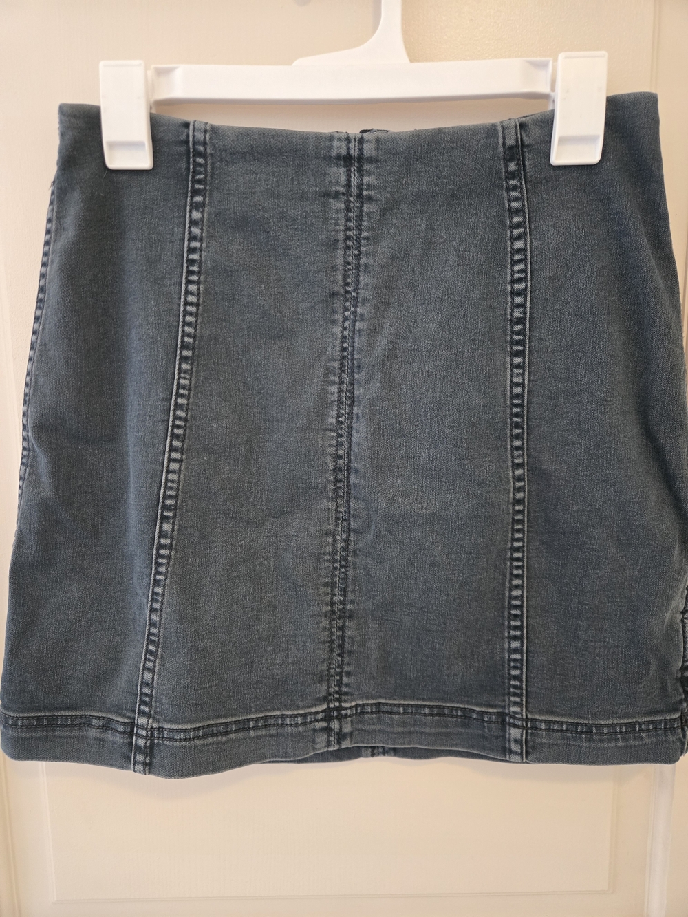 Free People Washed Blue Denim Mini Stretch Skirt